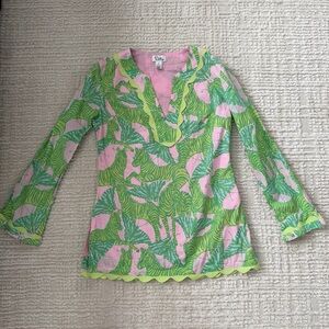Lilly Pulitzer Vintage Green/Pink Zebra Print Tunic - Size XS